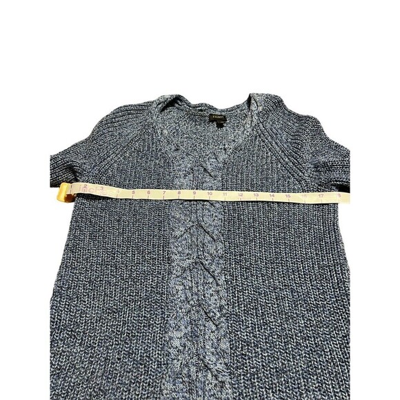 Talbots Sweater Womens XS VNeck Pullover Cable Knit blue Cotton Side Zip Hems - Picture 4 of 6